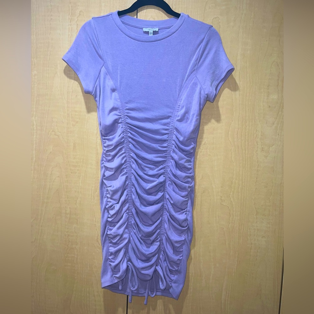 Lavender ruched mini dress
